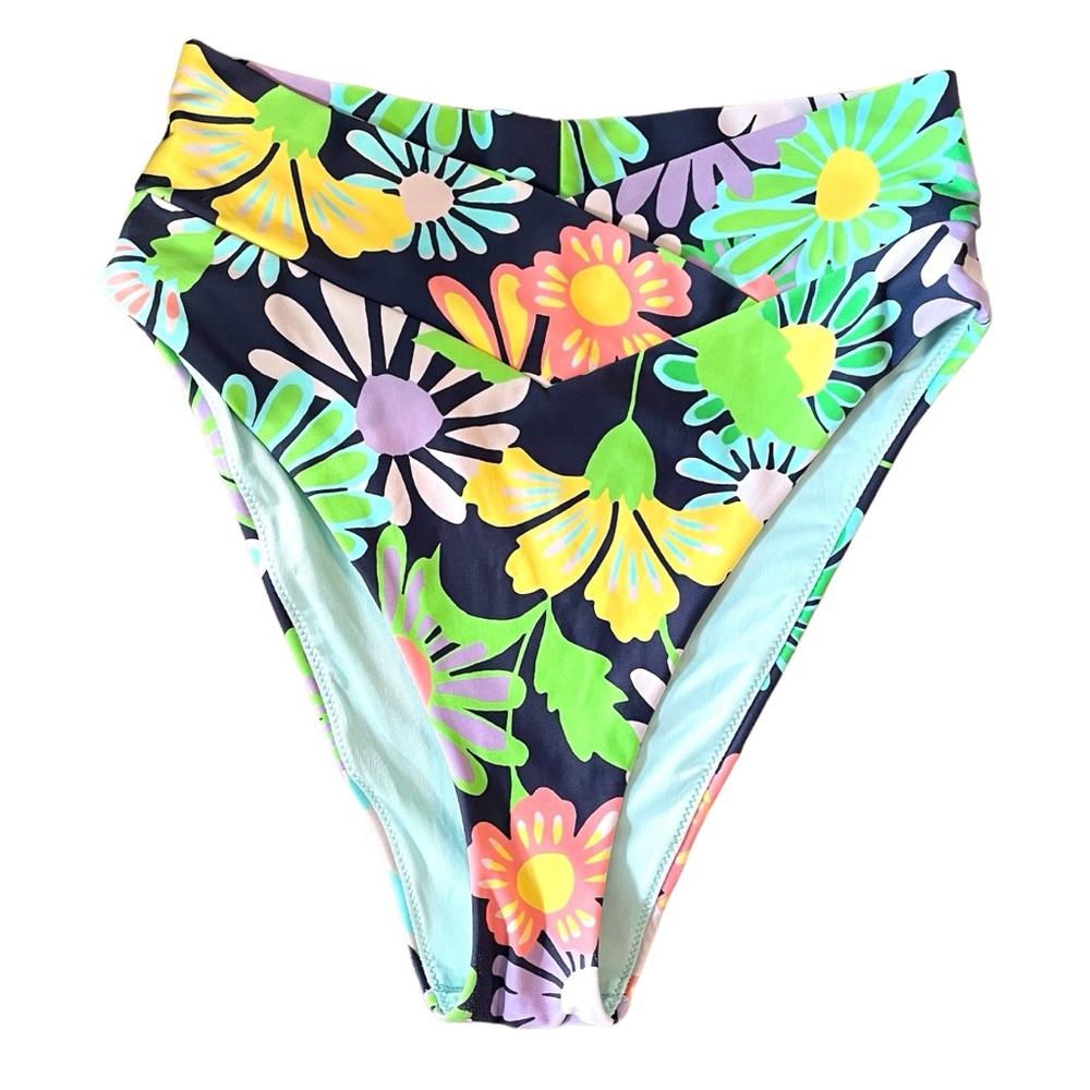 Aerie high cut cheeky flower bikini bottoms